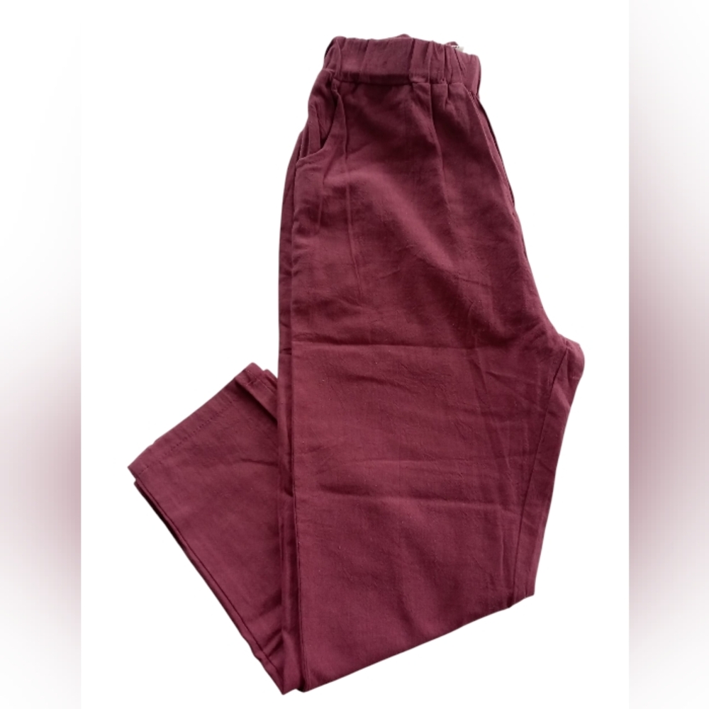NWOT Linen Clothy Women's Cranberry Red Thin Linen Pants, European Small/Medium